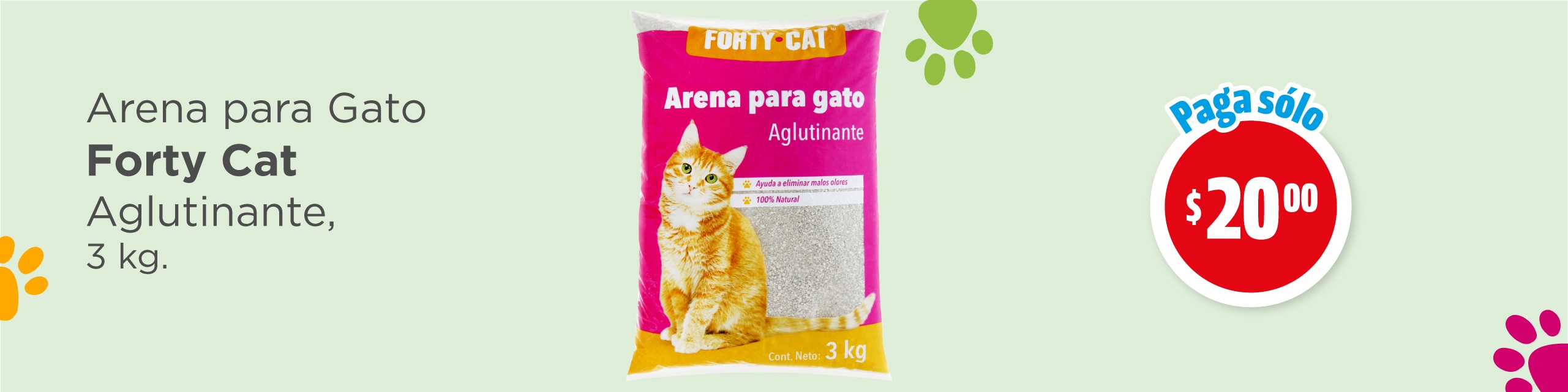 Arena para gato Forty Cat paga solo 20 pesos